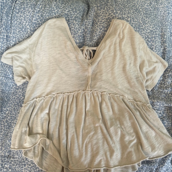 American Eagle Outfitters Cream Tie Back Blouse - Picture 1 of 3